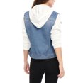 thumbnail image 3 of Allegra K Women's Denim Jacket Button Down Long Sleeve Drawstring Hood Jean Jackets S Sky Blue, 3 of 7