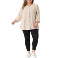 thumbnail image 2 of GRACE & GRANDEUR Women's Plus Size Round Neck Tie Front Ruffle Chiffon Work Blouses 2X Apricot, 2 of 6