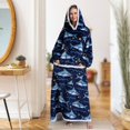 thumbnail image 2 of Blanket Hoodie Robe With Giant Pocket Lamb Lined Design For Spring Winter Fall Sleeping Wear, 2 of 6