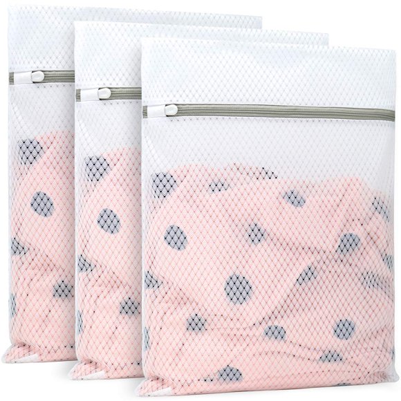3 Pcs Sacs à Linge Durables Diamond Mesh pour Délicats 12 x 16 Pouces (3 Moyens)