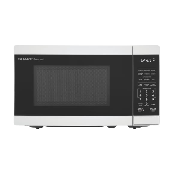 Sharp SMC0760KWC Four à Micro-Ondes de Comptoir Carousel 0,7 Pi3, 700 W, Blanc, Écran DEL, Verrouillage pour Enfants, Mode Silencieux