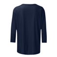thumbnail image 5 of CHUANK T-Shirt Ajusté à Col Rond Mignon pour Femmes, Décontracté, Mi-Long, Manches 3/4, Blouse Extensible, Basique, Uni, Hauts, 5 of 5
