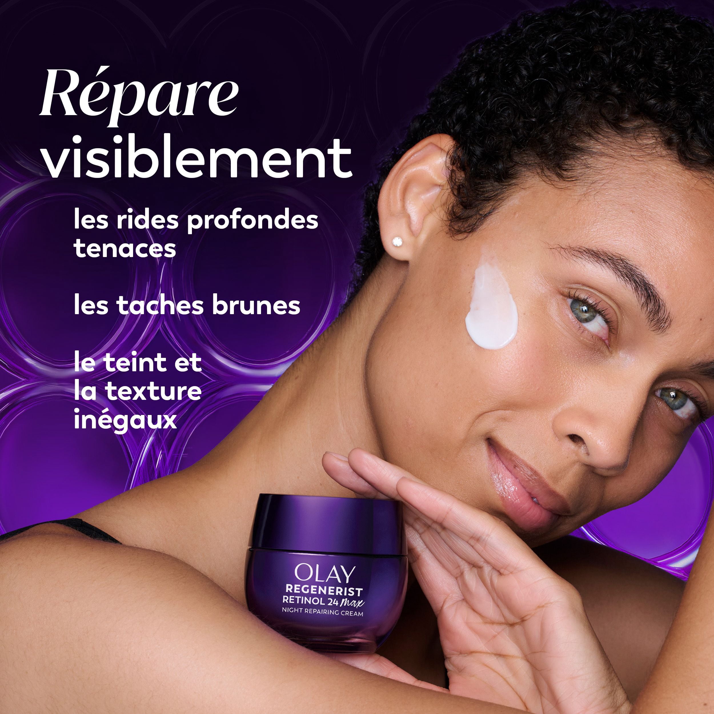 Hydratant Pour Le Visage Olay Rétinol 24 Max, Crème Pour Le Visage, Crème De Nuit Contre Les Rides Anti-Âge, Sans Parfum, 50 mL
