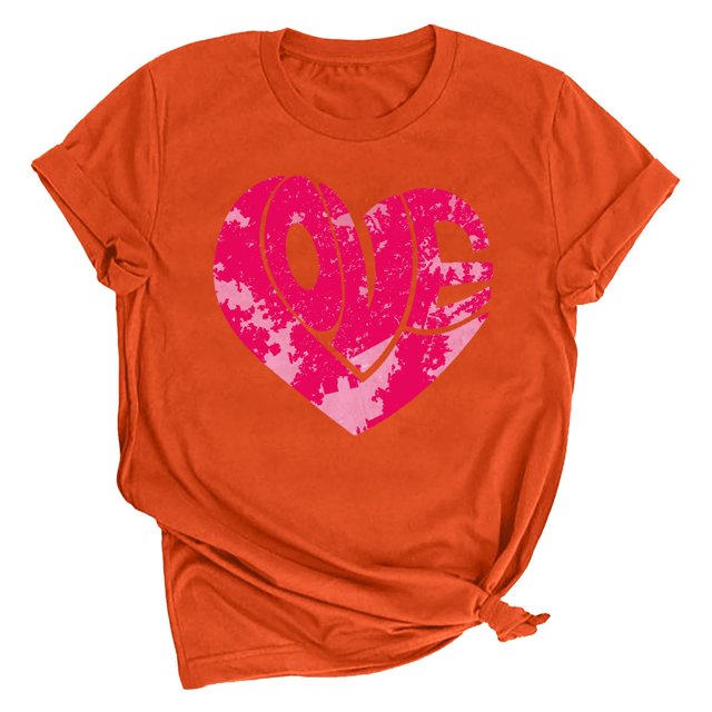 Meichang Hauts pour Femmes T-Shirt de la Saint-Valentin T-Shirt Graphique Cœur en Bonbon Hauts Mignons T-Shirts de Fête Manches Courtes Col Rond T-Shirts Mode 2025
