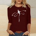 thumbnail image 2 of Pompotops T-shirt Mode Imprimé Ample pour Femmes Manches 3/4 Mi-Longueur Blouse Col Rond Tops Décontractés Liquidation, 2 of 4