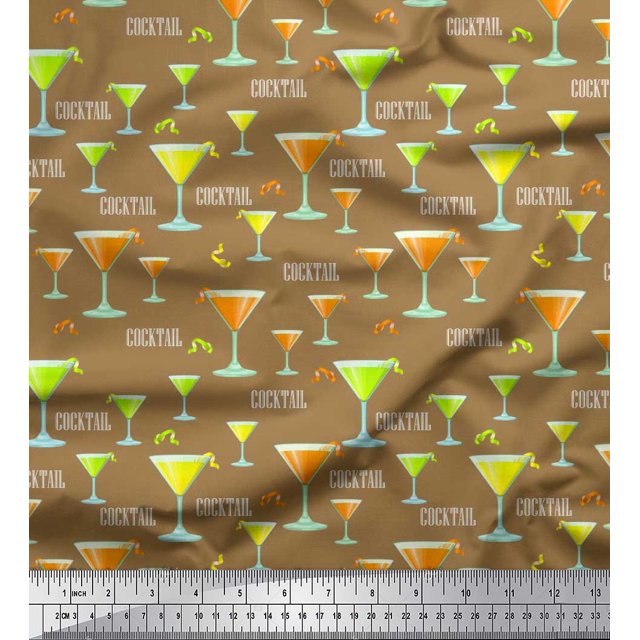 Soimoi Satin Silk Fabric Cocktail Summer Designs Print Sewing Fabric Yard 42 Inch Wide
