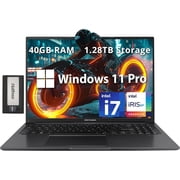 ASUS Vivobook 16" WUXGA Laptop, Intel i7-1255U, 40GB RAM, 1.28TB Storage(1TB SSD+288GB Docking Station Set), Intel Iris Xe Graphics, Numeric Keypad, WiFi 5, Win 11 Pro, Black