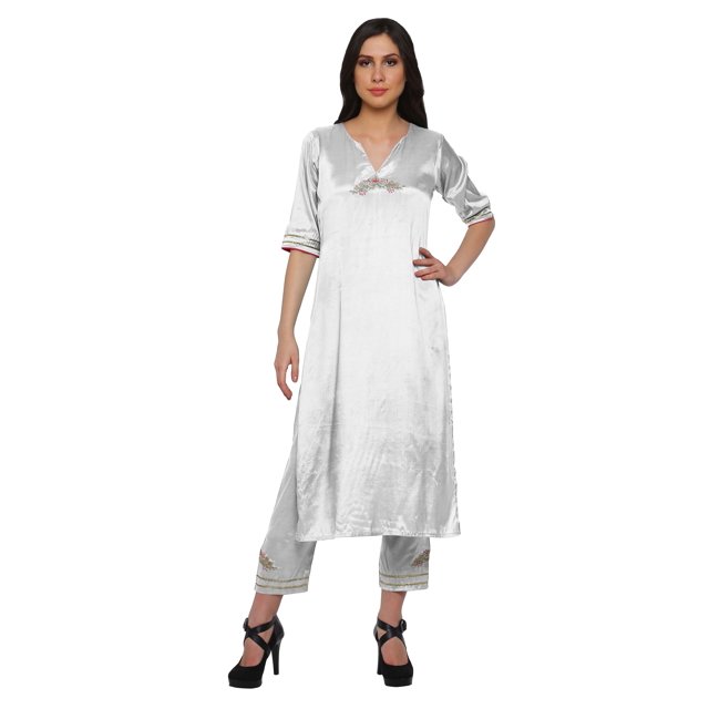 Moomaya Robe Ethnique Indienne pour Femmes Tenue de Fête Prête à Porter Ensemble Kurta et Pantalon 2 Pcs