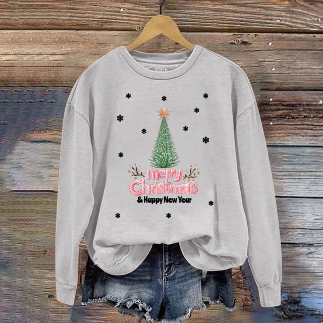 EGNMCR Chandails en Molleton à Capuche pour Femmes, Chandails en Molleton pour Femmes, Chandail à Capuchon Décontracté à Manches Longues de Noël Mode Décontractée à Manches Longues Col Rond Imprimé Chandails en Molleton Blouse pour Femmes