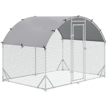 PawHut Cage Poulailler en Métal Galvanisée Grande 9,2 Pieds x 6,2 Pieds x 6,5 Pieds