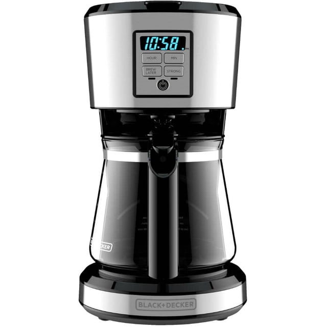 BLACK + DECKER Cafetière programmable 12 tasses, Acier Inoxydable, CM1231SC