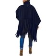 thumbnail image 2 of Haut à Franges à Col Montant à Manches Longues pour Femmes, Grande Taille, Poncho à Franges, 2 of 7