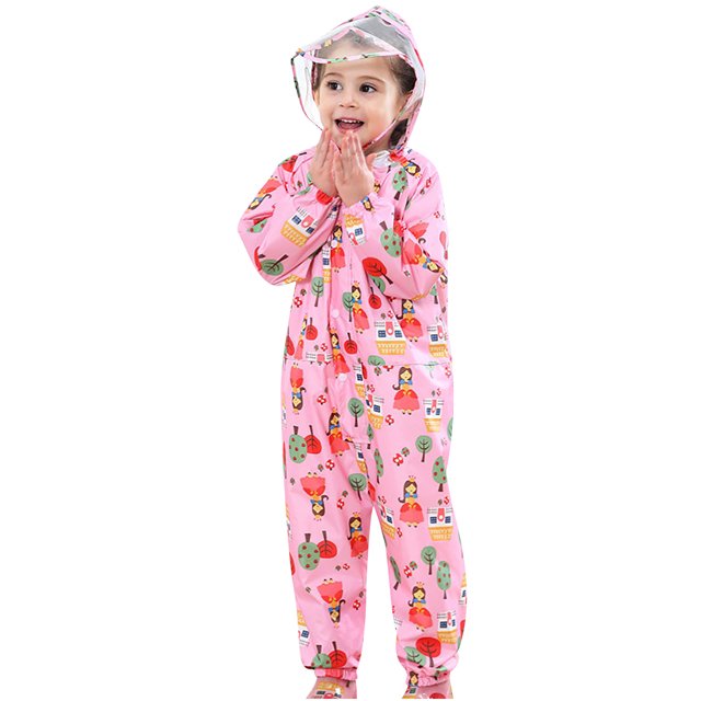 XZNGL Mode Enfants une Pièce Réfléchissant Combinaison Dessin Animé Imperméable à Capuche