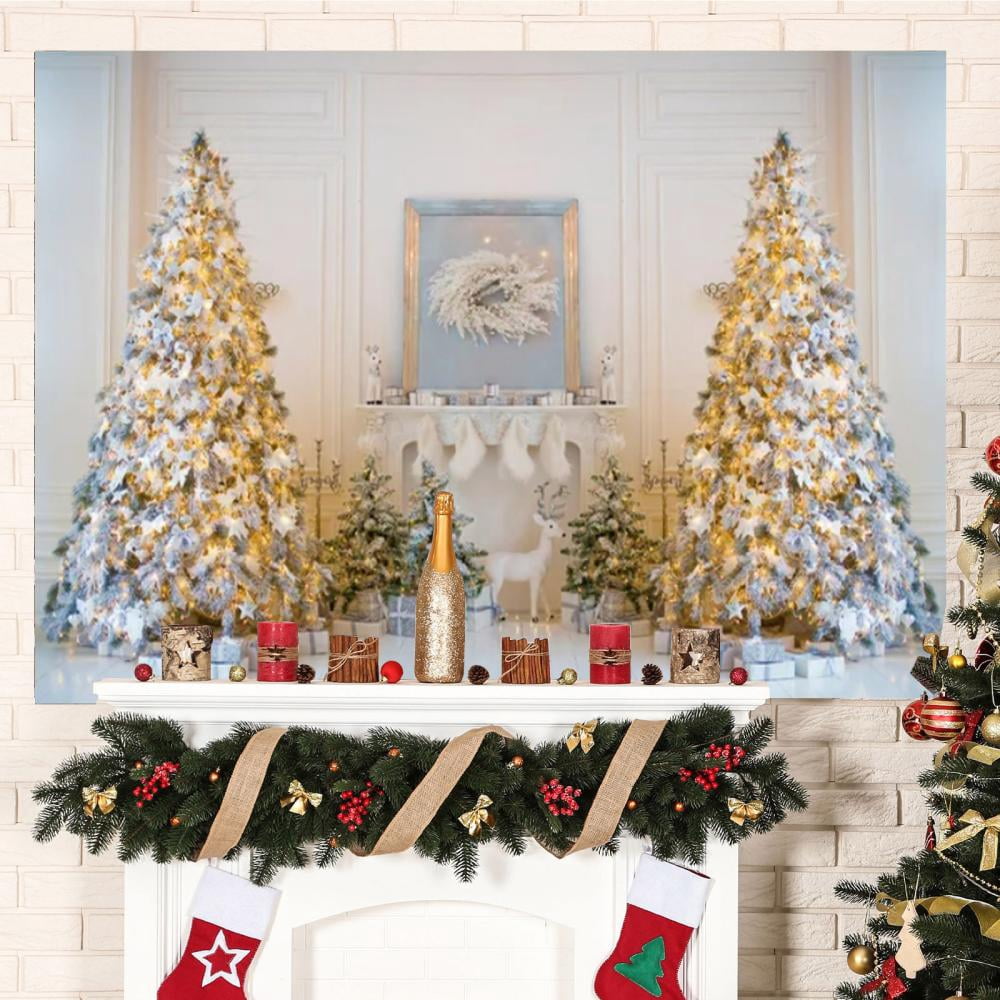 Feltree Christmas Tapestry Christmas Tree Snow Scene Photo Background Hanging Cloth Christmas Event Party Decoration Background Wall Cloth