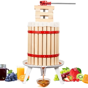 Biltek Fruit Press For Wine, Apple Cider Press, Heavy-Duty Build For Maximum Juice Extraction, Wood Basket Wine Press with Handle, Fruit Wine Press, Grape Press With Large Capacity, 4.75-Gal (18-L)
