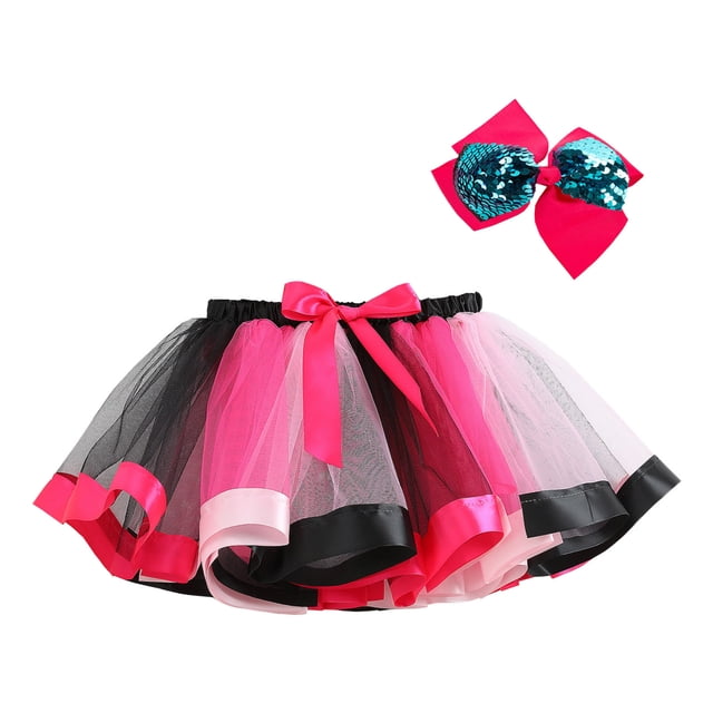 MIASHUI Jupe Tutu Fille Fête Jupes de Ballet pour Enfants Filles Ensemble Bandeau, Rose, 2-4 Ans