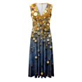 thumbnail image 4 of TJAZFJPA Robe Midi Robes d'Été Sans Manches Robe de Travail Manches Courtes Imprimé Col en V Robe Décontractée pour Femmes Grande Taille Robe Maxi Longues Robes d'Été Robe Débardeur, 4 of 5