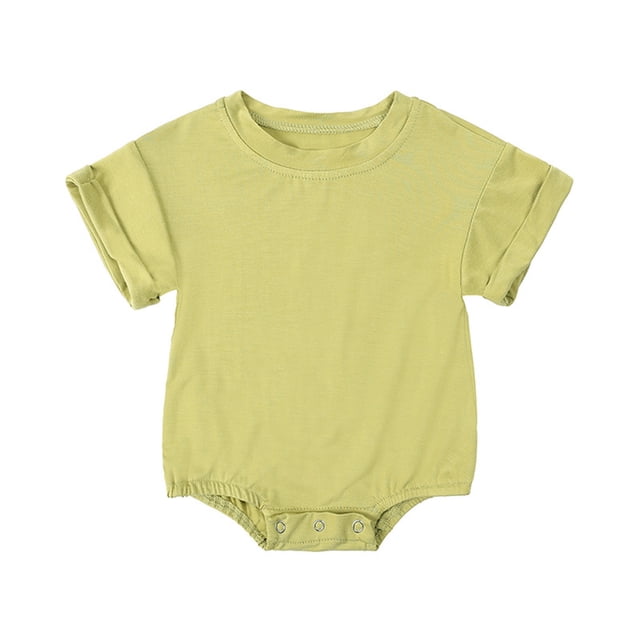Timegard Newborn Onesie Toddler Boys Girls Short Sleeve Comfy Rompers Unisex Infant Outfits Solid Color
