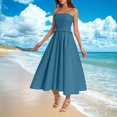 thumbnail image 3 of Robe d'Été pour Femmes à Bretelles Spaghetti, Ligne A, Midi, Robe Soleil Sans Manches, Cocktail, Fête, Invitée de Mariage, 3 of 7