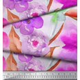 thumbnail image 2 of Soimoi Modal Satin Fabric Flower Watercolor Print Fabric by the Yard 42 Inch Wide, 2 of 3