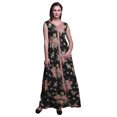 thumbnail image 1 of Bimba Robe Anarkali Noire à Fleurs, Col Mandarin, Sans Manches, Kurtis pour Femmes, Robe Maxi à Imprimé, Petit, 1 of 6
