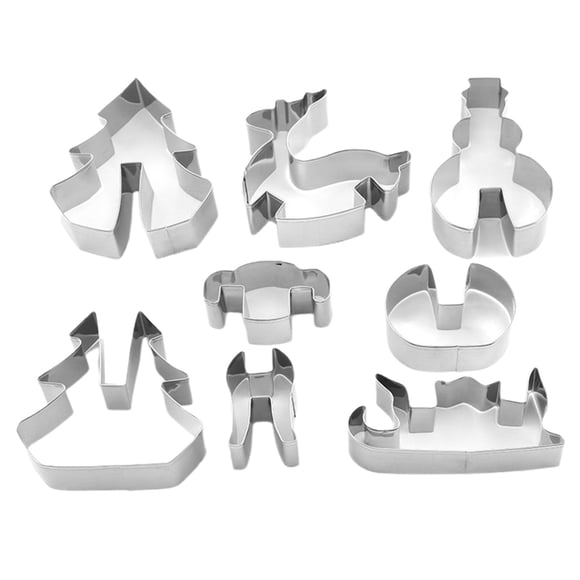 Harpily Popsicles Molds 8pcs Set Stainless Convenient Mini Cookie Cutters Christmas 3d Baking Holiday Cookie DIY Cutter Adorable Cookie Baking Candy Silver