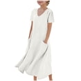 thumbnail image 1 of Tranfacy Robe d'Été pour Filles, Robe Maxi pour Jeunes Filles, Robe à Manches Courtes pour Fille, Robe de Princesse à la Mode et Mignonne, Robe Respirante Douce et Confortable, 1 of 4