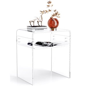 solaround Clear Acrylic End Table 2-Tier Bedside nightstand for Living Room Bedroom Home Decor (Clear)
