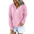 thumbnail image 1 of Besolor Womens Fall Fashion Quarter Zip Hoodies Sweatshirts Casual Long Sleeve Solid Color V Neck Drawstring Pullover Tops, 1 of 6
