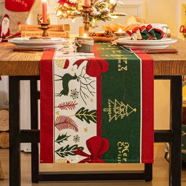 Christmas Table Runner, Winter Christmas Decorations Table Runners 72 Inches Long, Mas Decor Indoor Outdoor Farmhouse Home Kitchen Dining Party Decor Christmas Runner