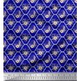 thumbnail image 1 of Soimoi Blue polyester Crepe Fabric Floral Damask Printed Fabric 1 Yard 42 Inch Wide, 1 of 3