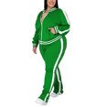 thumbnail image 3 of MAWCLOS Women Plus Size Slim Leg Sweatsuits Running Long Sleeve Jacket+Sweatpants Green XXXL, 3 of 5
