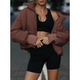 thumbnail image 2 of ORUYROP Women's Winter Puffer Down Jacket Long Sleeve Zipper Pockets Baggy Short Coats, 2 of 6