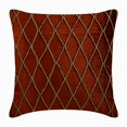 thumbnail image 1 of The HomeCentric Cushion Covers Decorative Rust Designer PillowCase Pack of 2, 16x16 inch (40x40 cm) Velvet Cushion Cover Couch Geometric Trellis Lattice Beaded Rhombus Accent - Sumac Gold, 1 of 3