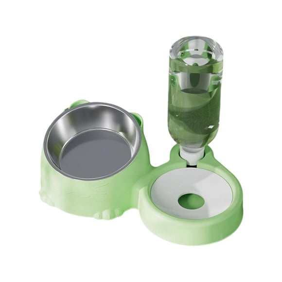 Cat Bowl Feeder Automatic Water Dispenser Elevated 15 Degree Tilt Puppies Rabbits Small Dogs Stainless Steel Large Capacity