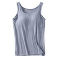 thumbnail image 1 of 2025 Débardeurs pour Femmes avec Haut 3X Plus Soutien-Gorge Intégré 2025 Hauts de Course pour Femmes Été Décontracté Col Rond 5X Hauts pour Femmes Camisole Sans Manches Grande Taille1X Haut Rembourré en Coton Hauts d'Entraînement, 1 of 4