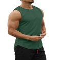 thumbnail image 1 of Men Sports Tank Top Summer Breathable Sleeveless  Neck Solid Color Tops Running Fitness Tops Green XXL, 1 of 2