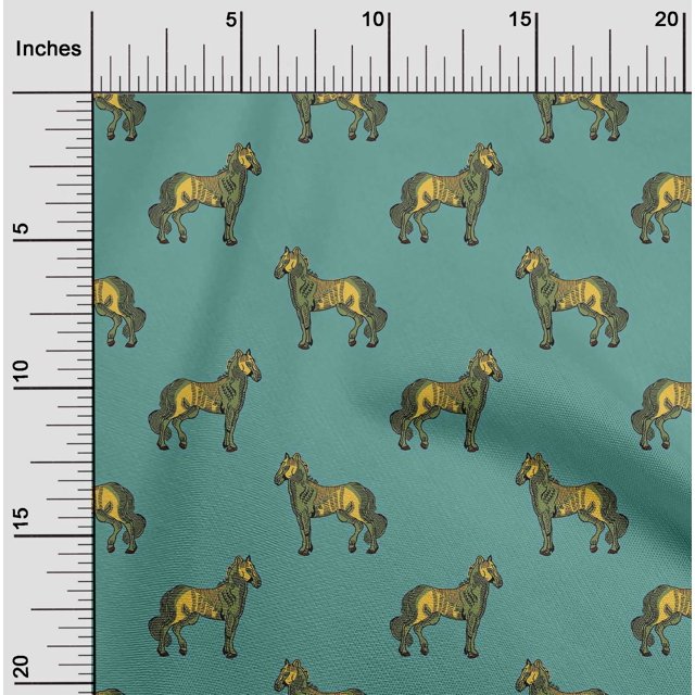 oneOone Viscose Chiffon Fabric Horse Block Print Sewing Fabric BTY 42 Inch Wide
