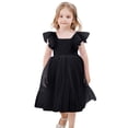 thumbnail image 3 of Elegant Girls Dresses Backless Tutu Ruffle Short Sleeve Square Neck Design for Kids Wedding and Special Events Clothing, 3 of 3