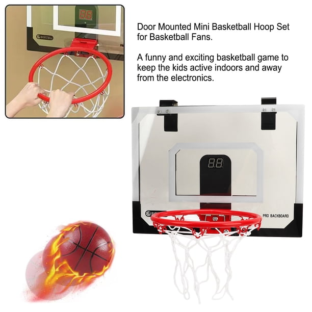 HYES Panier de basket-ball d'intérieur, mini panier de basket-ball avec éclairage à 7 LED, mini panier avec 3 modes, panier de basket-ball au-dessus de la porte avec tableau d'affichage, jouets de