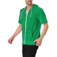 thumbnail image 4 of INSPIRE CHIC Men's Short Sleeve Hoodies Solid Color Zip Up Jackets with Hood S Bright Green, 4 of 7