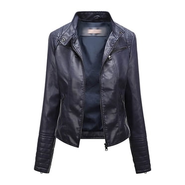 Pisexur Manteaux en Cuir pour Femmes, Fermeture Éclair Classique, Revers, Manteau Moto Biker en Similicuir, Couleur Unie, Manches Longues, Manteaux d'Hiver, Grande Taille, Vestes en Cuir avec Poches, M-3TG
