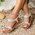 thumbnail image 4 of Tranfacy Summer Shoes,Womens Sandals,Women Large Bohemian Elastic Rhinestone Flower Roman Sandals, 4 of 4