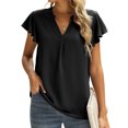 thumbnail image 2 of CEHVOM Blouse Décontractée à Manches Courtes Col en V Unie Tunique T-shirt pour Femmes, 2 of 9