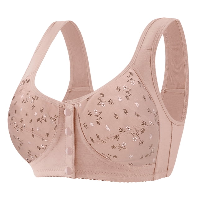 Kcodviy Women Full Cup Print Medium Support Sports Bras for Women Thin Plus Size Front Strapless Bra for Women Button Wireless Sports Lace Padded Sports Bra Breast Cover Large Size Bras
