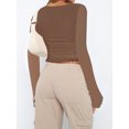 thumbnail image 2 of Fortune Women Mesh Long Sleeve Tops Deep V Neck Shirt Tee Basic Slim Fitted Crop Top, 2 of 5