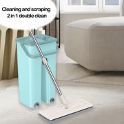 TopLLC Hand- Flat Mop With 1 Bucket 2 Cloths And Squeegee Household Mop For Wet And Dry Use Mop family