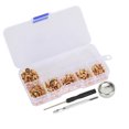 thumbnail image 2 of 100 Sets Rond Moine Tête Rivets Laiton Vis Goujons Cuir Vêtement Artisanat Bouton Or 3 Outils, 2 of 14