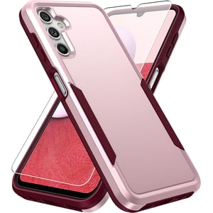 REQO pour Galaxy A14 5G Dossier téléphonique,Samsung Galaxy A14 5G Boîtier avec protecteur d'écran, Housse de téléphone de protection antichoc robuste pour Samsung A14 5G, rose