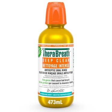 TheraBreath Deep Clean Mouthwash, Kills 99.9% of Germs that Cause Bad Breath, Plaque and Gingivitis, Refreshing Mint, 473 ml